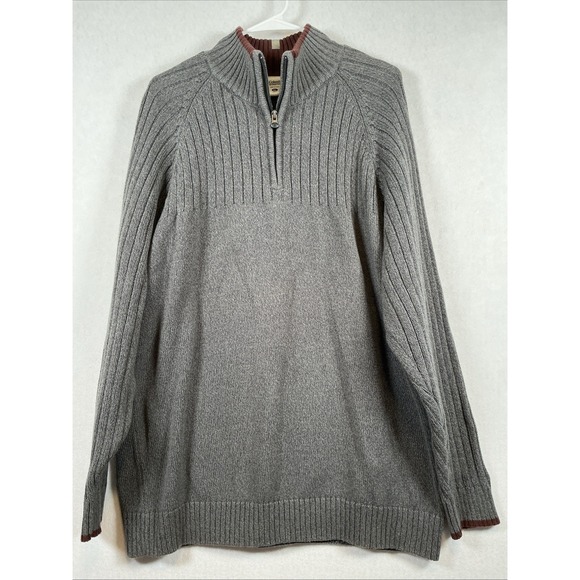 Columbia Mens Dark Gray 1/4 Zip PullOver Sweater Size XL 100% Cotton - Picture 1 of 6